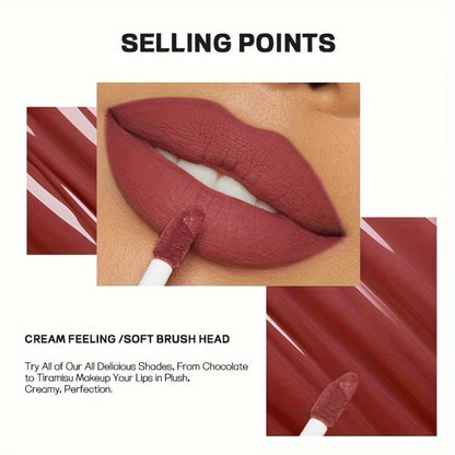 Matte Liquid Lip Color in Seven Numbered Shades with 8.5cm Clear Tube and Pointed Gold Cap