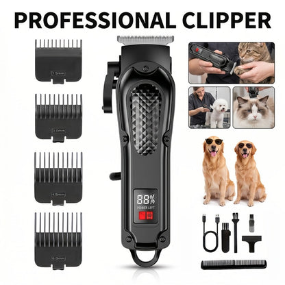 2-Piece Hair Clipper Set with Full-Size Clipper, Detail Trimmer, Guide Combs and USB Charging Accessories