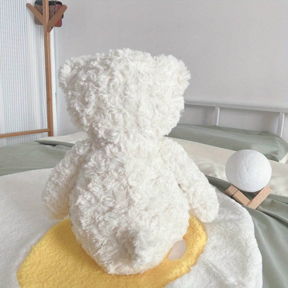 Stuffed Animal White Teddy Bear with Loving Heart Detail, Kawaii Theme and One Source Style