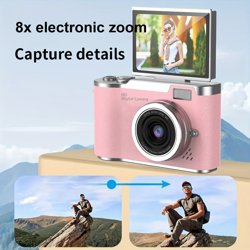 Digital Camera 1080P Model LK007 with 2.4-Inch Flip Screen, 32GB Card, Rechargeable Battery and Three Colors