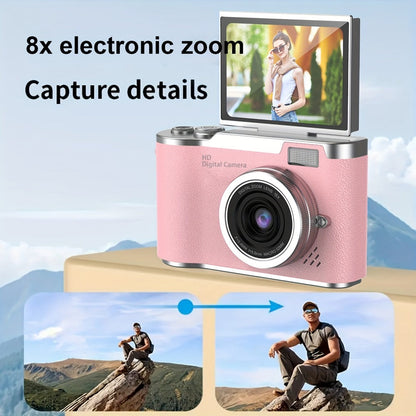 Digital Camera 1080P Model LK007 with 2.4-Inch Flip Screen, 32GB Card, Rechargeable Battery and Three Colors