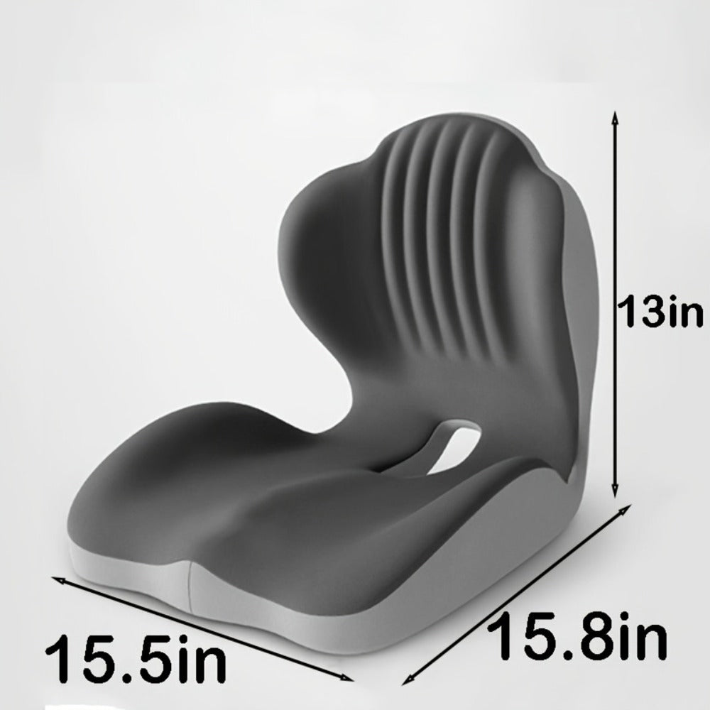 Contoured Seat Cushion with Hip and Lumbar Support Shape in Six Gray, Pink, Black, White or Green Styles