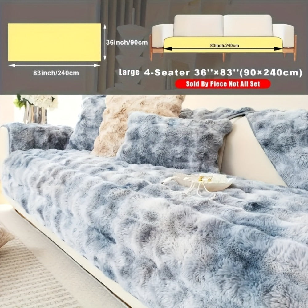 Sofa Cover, Faux-Lamb Plush Gradient Couch Pad in Five Colors with Armchair, Backrest and Seat Sizes