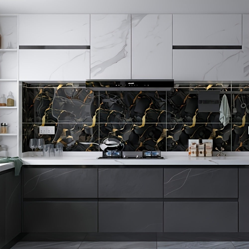 Peel and Stick Wall Tiles 50/100pcs - PVC Marble Self-Adhesive Vinyl Panels for Bathroom Shower Kitchen Living Room TV Backdrop