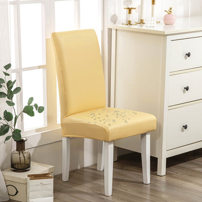 Chair Cover Set of 4 or 6 Stretch PU Leather Dining Slipcovers in Nine Available Color Choices