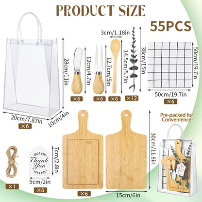 Pizza Board Gift Set with Knives Spoons Gift Bag and Kitchen Towel - Charcuterie Cheese Board Set for Bridal Shower Party Favor, Christmas Holiday Gift for Her Him, Wedding Shower Game Prize