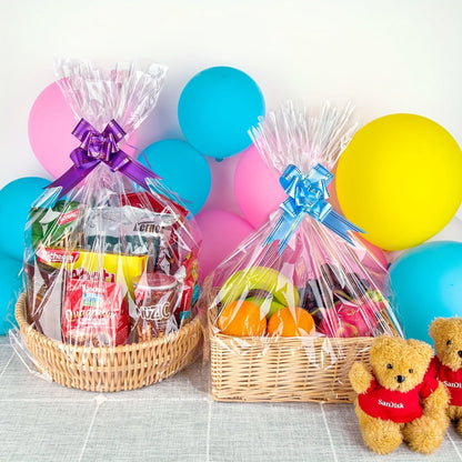 Fifty-Pack Clear Cellophane Gift Basket Bags, 18 x 30 Inch Large Transparent Wrapping Sleeves