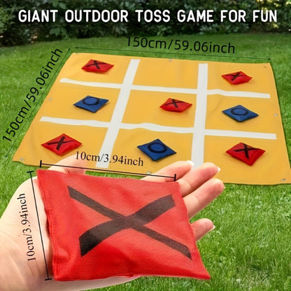 Giant Tic Tac Toe Bean Bag Toss Game Set Outdoor Lawn Game with 4.92ft Cloth 10 Bean Bags Ground Nails Storage Bag for Family Kids Adults Camping Backyard Party Christmas Thanksgiving Gift