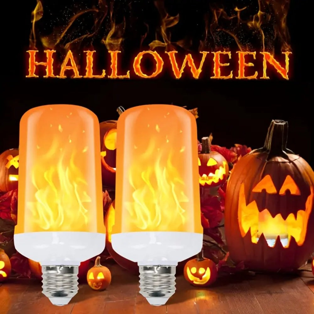 Flame Effect LED Light Bulbs with E26 Base, 51 LEDs and Four Lighting Modes in Yellow, Two-Pack