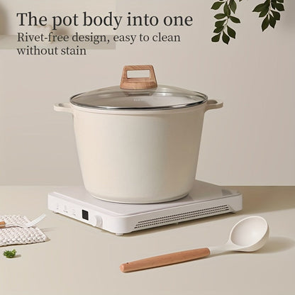 Non-Stick Stock Pot 10.5 QT Large Capacity Soup Pot with Lid - Induction Compatible All Stovetops High Temperature Resistant Easy Clean Cookware for Home Cooks Families Housewarming Gift