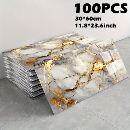 11.8 x 23.6-Inch Marble-Pattern Foam Wall Panels in 50- or 100-Piece Color and Count Options
