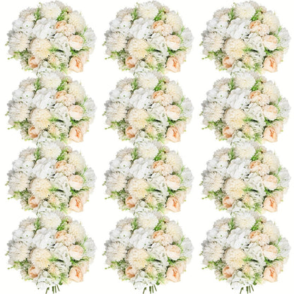 Artificial Flowers 12-Bundle Peony and Hydrangea Bouquet Set in Five Colors for Wedding Decor