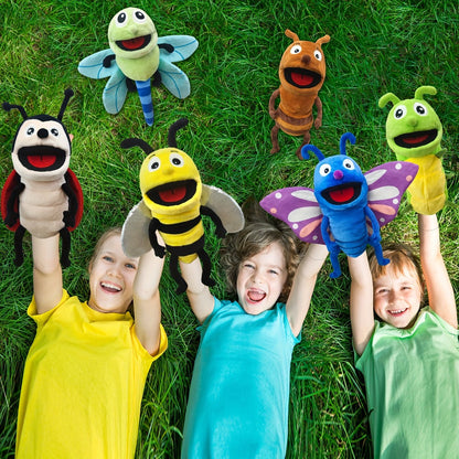 Movable-Mouth Insect Hand Puppets in Bee, Ladybird, Dragonfly, Butterfly, Ant and Caterpillar Styles