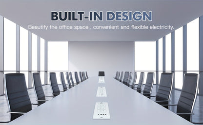 Recessed Power Strip In-Desk Embedded Socket 7-in-1, 3 AC Outlets & 4 USB Ports, Slim Space-Saving Design