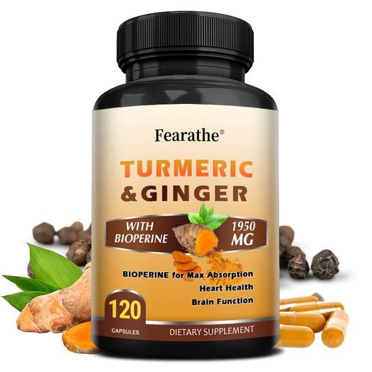 Turmeric & Ginger Capsules with Black Pepper – Anti-Inflammatory Supplement for Heart, Brain & Joint Health | 120 Capsules | ShopVora UK