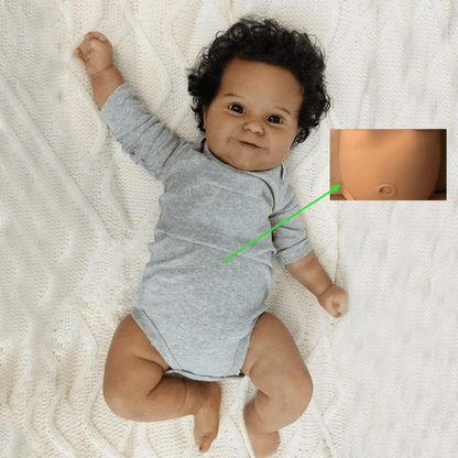 Reborn Doll Maddie 20-Inch Full Soft Vinyl Figure with Hand-Rooted Dark Hair, Acrylic Eyes and Accessory Set