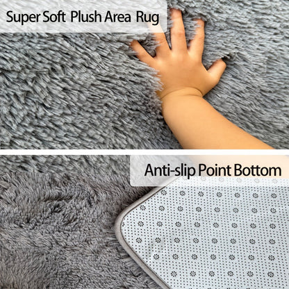 Area Rug, 4x6 Foot High-Pile Shaggy Indoor Carpet in Blue or Tie-Dye Rainbow Purple Color Options