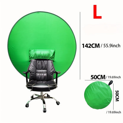 Chair-Mount Green Screen Backdrop in Medium or Large, Foldable Chroma Key Background for Video Calls