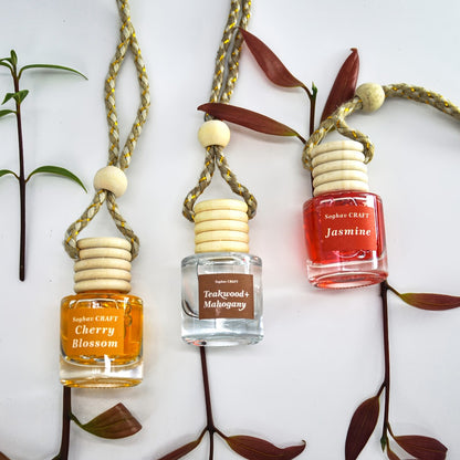 Car Air Freshener 18-Pack Hanging Diffuser Bottles with Six Random Scents and Adjustable Wood Caps