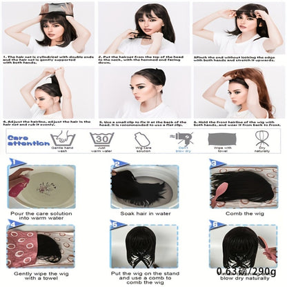 Synthetic Wig 30-Inch Water-Wave Curls with Brown Highlights, Middle Part and Rose Net Cap