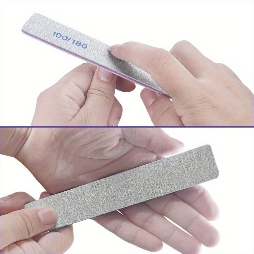 50-Piece Rectangular Nail File Set with 100/180 Grit Double-Sided Emery Boards for Manicure Use