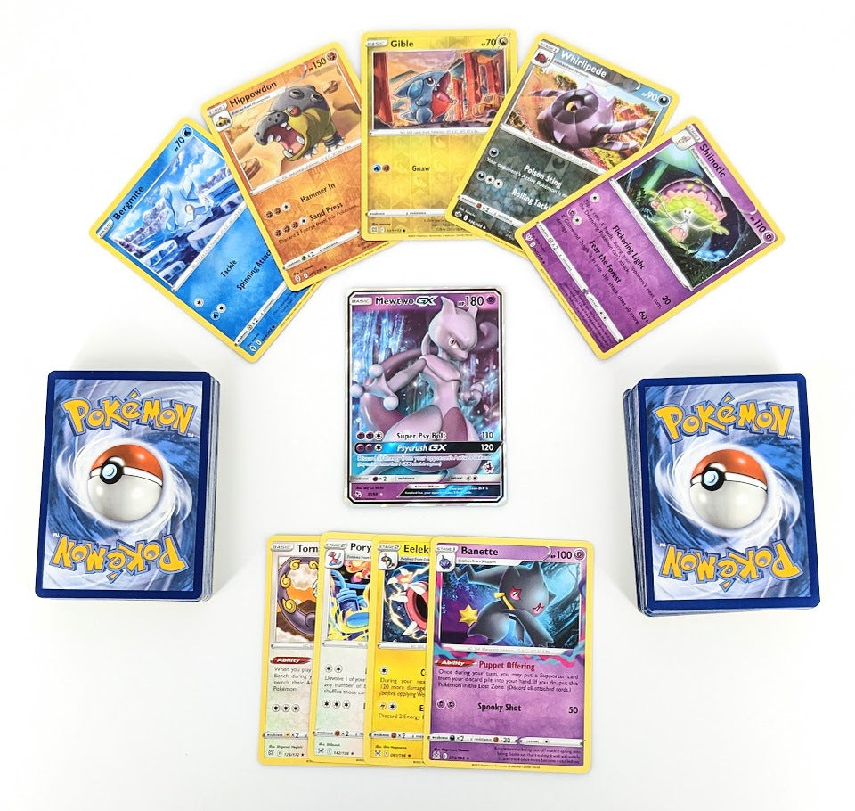 Pokemon-Labeled Trading Card Lot, 100 Illustrated Cards with Holographic and Standard Designs