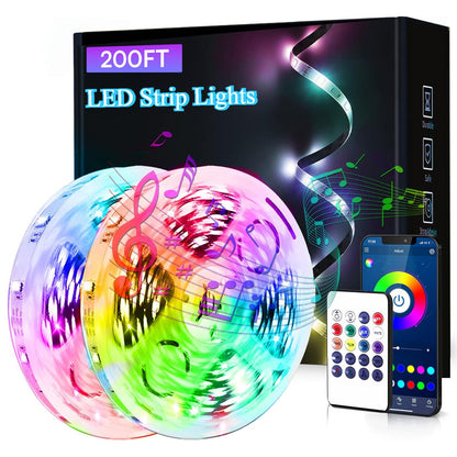 RGB Smart IC LED Strip Light Kit, 25ft to 200ft with App, Handheld Remote, Music Mode and Five Length Options