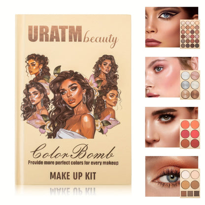 Eyeshadow Palette URATM Beauty 43-Color Book-Style Folding Makeup Kit with Eye and Face Color Pan Groups