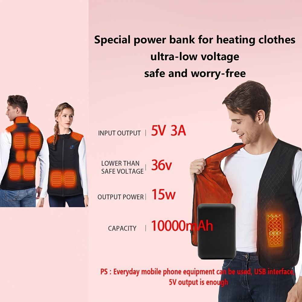 Power Bank 10000mAh 5V/3A with Dual USB Output, USB-C/Micro Input and LED Indicator for Heated Clothing