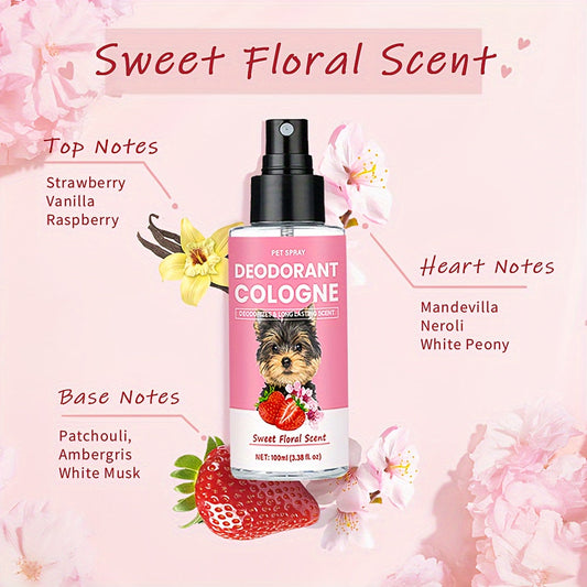 Dog Cologne Deodorant Spray – Floral Sweet Scent with Vanilla, Raspberry & White Peony | All Breed Pet Perfume, Long-Lasting Odor Control, 4.2oz