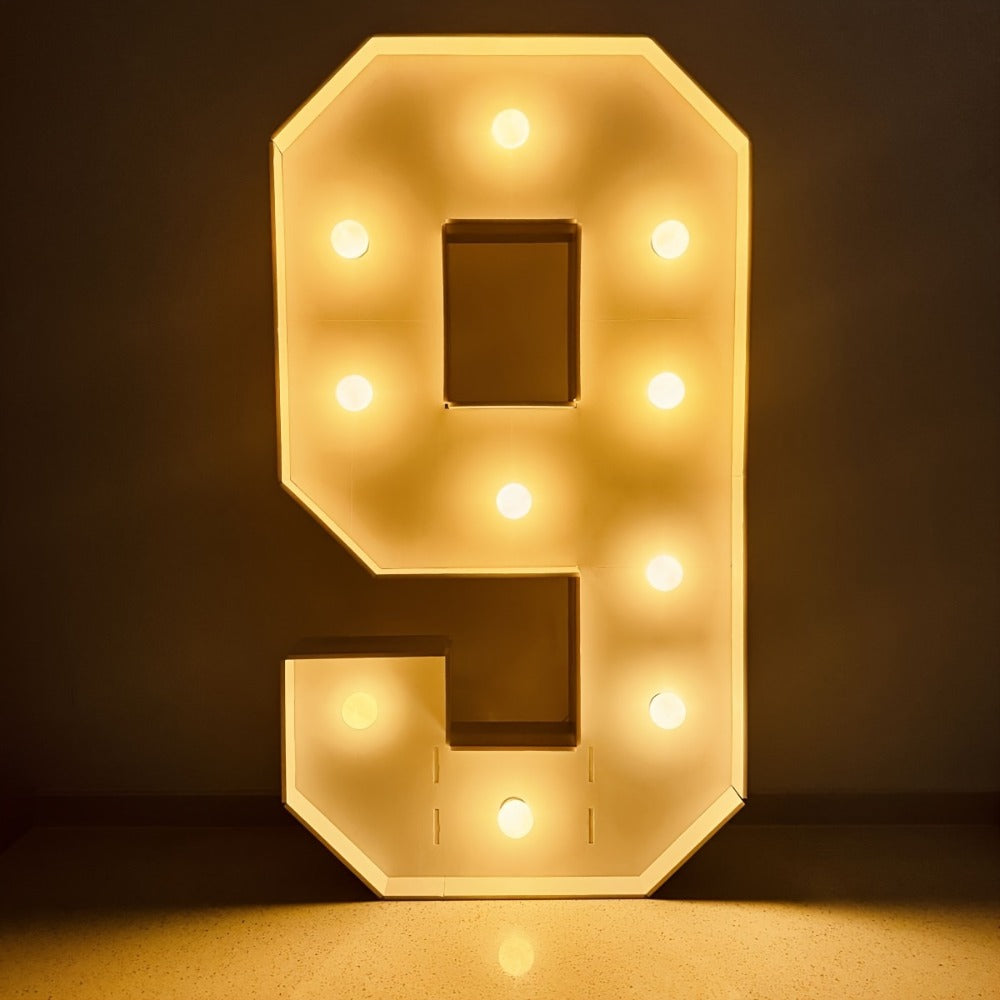 Giant LED Number Light 28.7 Inch Warm White – Illuminated Number Balloon Frame for Birthday Anniversary Graduation Party, PS Foam Board Digit Stand Photo Backdrop Decoration