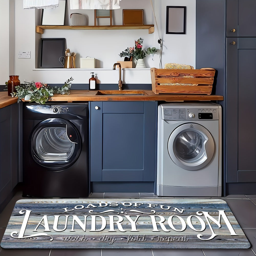 Farmhouse Laundry Room Runner Rug - Non-Slip Washable Retro Kitchen & Bathroom Mat | Anti-Slip Floor Runner for Laundry Room, Kitchen, Bathroom & Entryway | Boho Home Decor Accent Rug Multiple Sizes