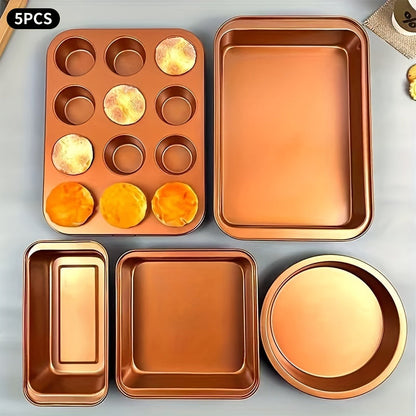 Copper or Black Bakeware Set in 5-, 6- or 10-Piece Options with Cake, Muffin and Loaf Pans