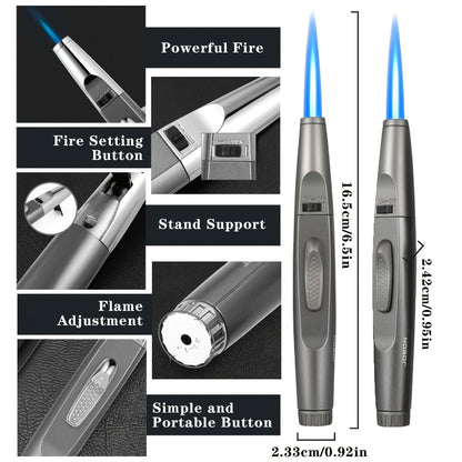 JOBON Pen-Style Torch Lighter with Angled Nozzle, Slim Metal Body and Included Gift Box Presentation
