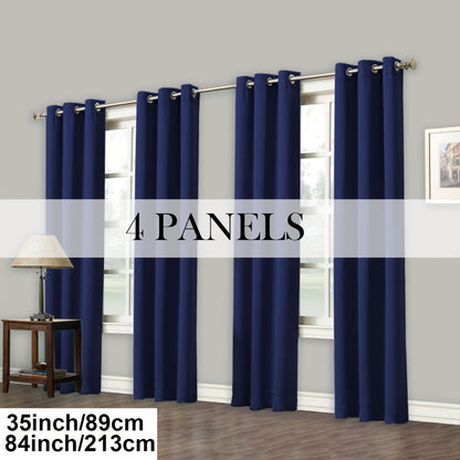 Blackout Curtains Grommet Top Room Darkening Window Drapes 4 Panels Set Living Room Bedroom