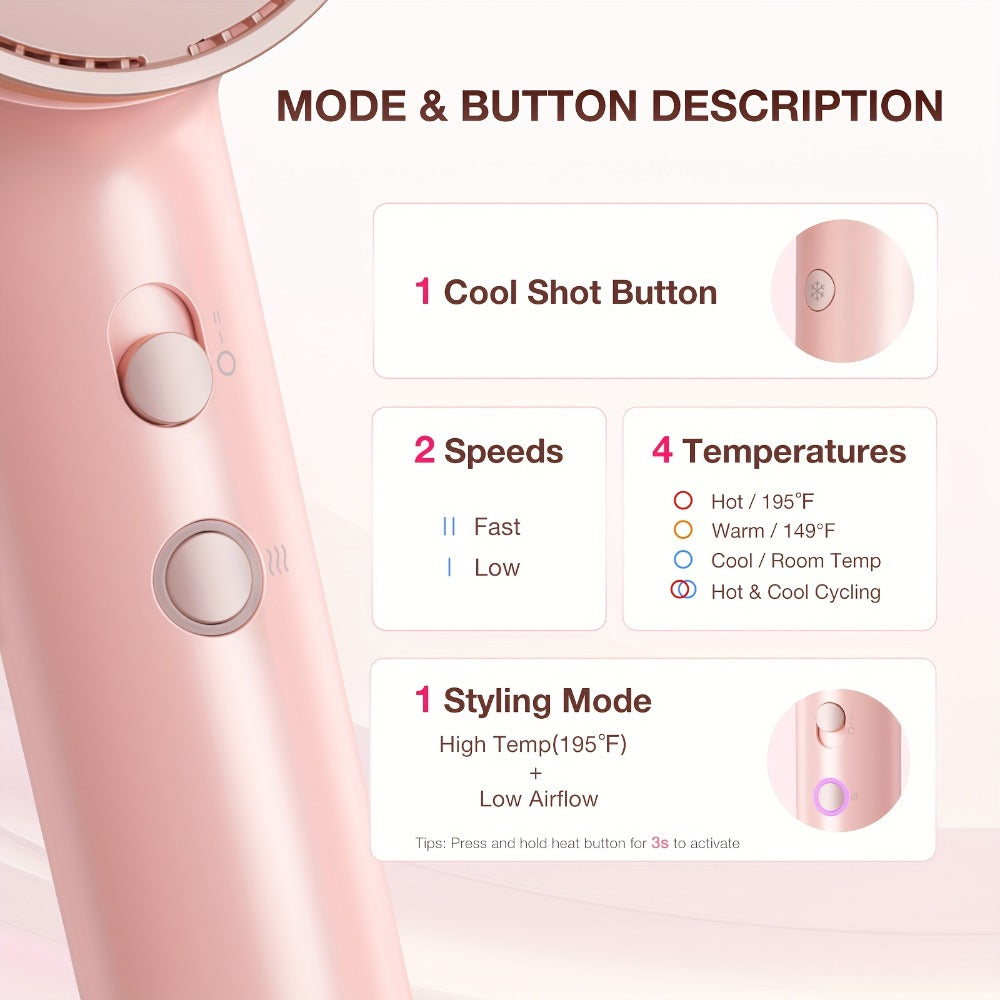 Diffuser Hair Dryer for Curly Hair 1875W Ionic Blow Dryer - Lightweight Compact Professional Frizz Control Fast Drying Styling Tool for Women Men Gray White