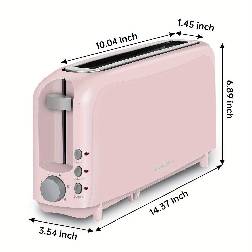 Slim Toaster 2-Slice – SEEDEEM 6-Setting Shade Control, Cancel, Reheat & Defrost, Removable Crumb Tray, 750W Compact Fits-Anywhere Design for Bread, Waffles & Bagels, 6 Colors Available