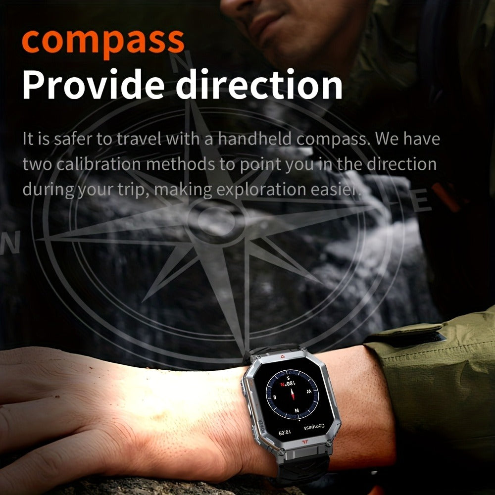 GPS Outdoor Smartwatch All-Metal Body, IPX8 Waterproof, Built-in GPS, Altimeter Barometer & Compass, LED Flashlight, Bluetooth Calling & Message Alerts, Silicone or Steel Strap – Rugged Adventure Watch for Men