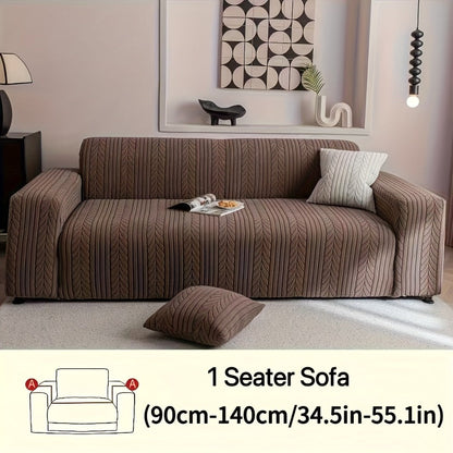Sofa Cover Stretchy Washable Slipcover for 1 2 3 4 Seater Couch, Zigzag Textured Fabric, Scratch Slip Resistant Furniture Protector, Cream White Light Grey Dark Gray Coffee Brown