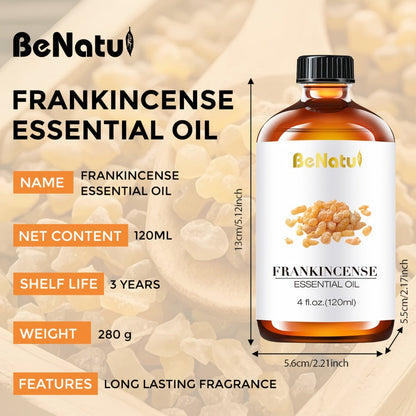 120ml Essential Oil Bottle with Frankincense, Lemon, Lemongrass or Rosemary Labels and 1- or 2-Bottle Options