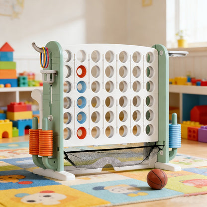 Giant Connect Four Game Adjustable Height 2.6-3.2 Ft – Extra Large Outdoor Lawn Game Board with Quick-Release Slider & Storage Bag for Family Parties, Kids & Adults, Indoor Outdoor Fun