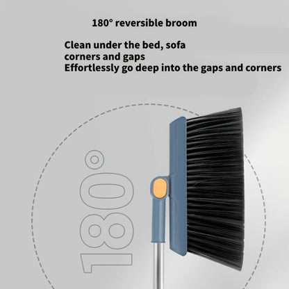 Magnetic Broom and Dustpan Set with Rotating Head, Long Handle and Bag Holder in White or Orange
