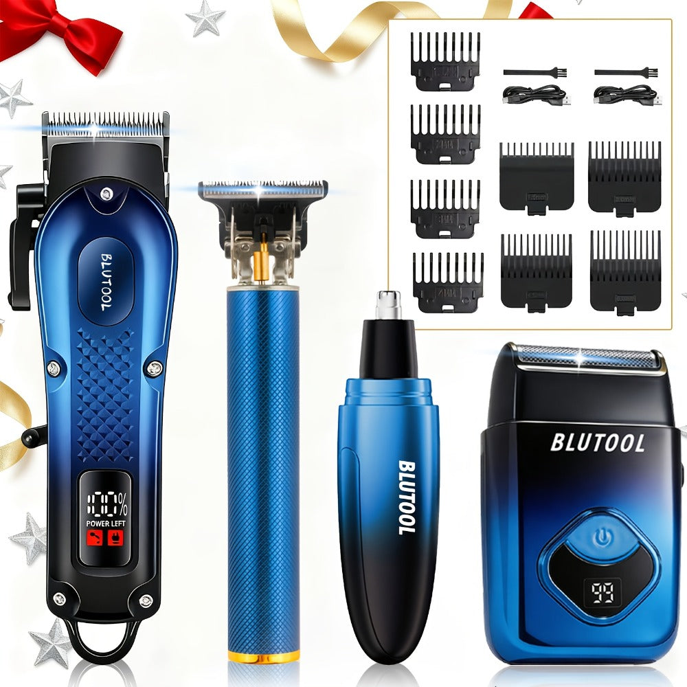 Electric Hair Trimmer & Beard Shaver Set for Men - Professional Rechargeable Hair Clipper with LED Display, All-in-One Grooming Kit for Daily Use, Home Barber & Gift for Men - Multiple Colors