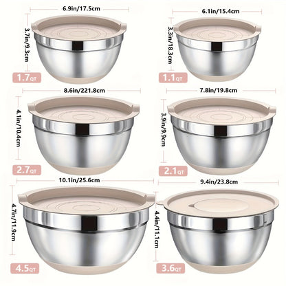 Stainless Steel Mixing Bowls Set for Cooking Baking Food Prep Fruits Noodles Kitchen Bowls Home Essentials 3 Colors