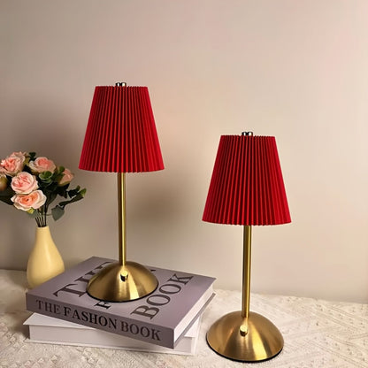 Pleated-Shade Rechargeable Table Lamp with Touch Control in Four Styles and One- or Two-Piece Options