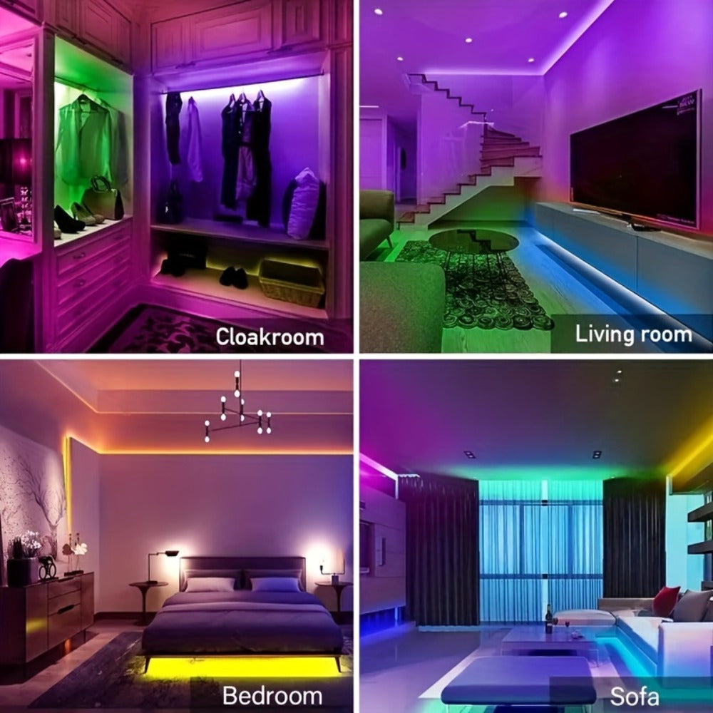 16.4ft USB-Powered RGB LED Strip Light Kit with Music Mode, 20-Key IR Remote and Indoor Setup Format
