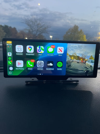 10.26 Inch Car Screen with Wireless CarPlay & Android Auto - Ultra HD Bluetooth Car Monitor, Dual Camera, Reversing Assist, Navigation, Music & Video, Universal for Sedan SUV RV