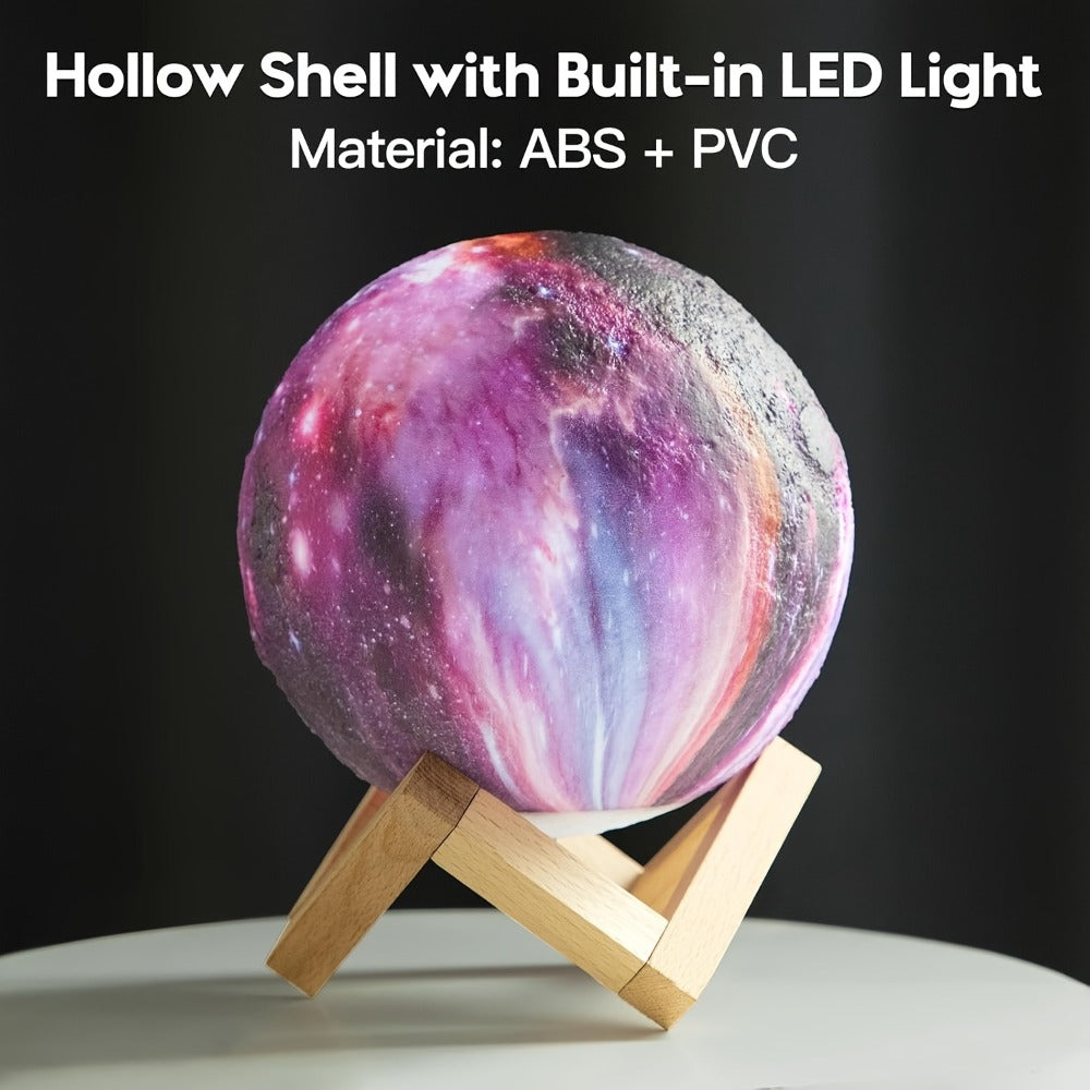 Night Light 5.9-Inch Textured Moon Lamp with 16 Colors, Touch and Remote Controls, USB Power and Wooden Stand