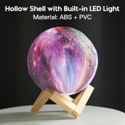 Night Light 5.9-Inch Textured Moon Lamp with 16 Colors, Touch and Remote Controls, USB Power and Wooden Stand