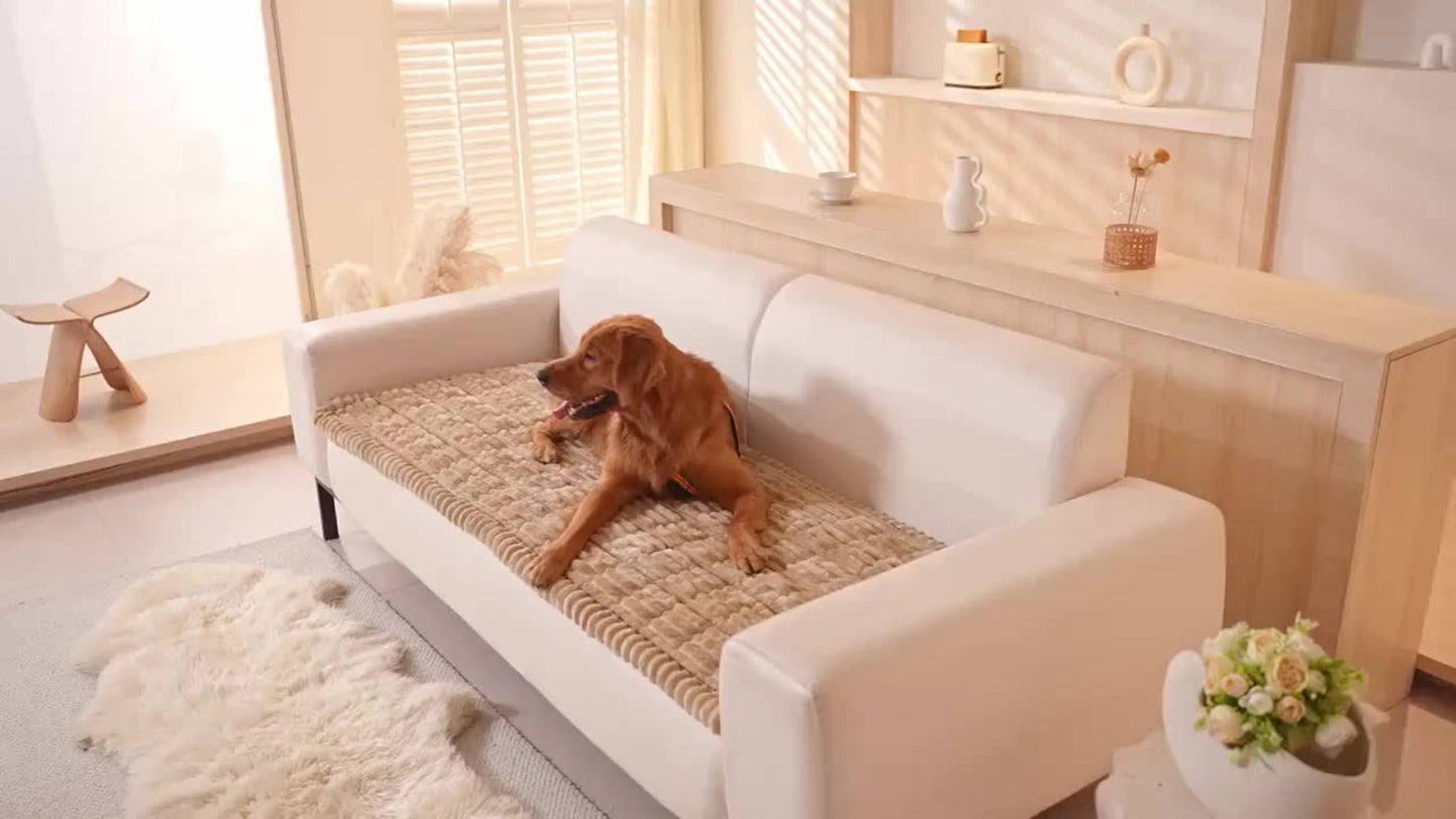 Wavy-Edge Plush Sofa Cushion Cover in Four Colors with Single-, Two-, Three- or Four-Seat Sizes